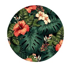 Flowers Monstera Foliage Tropical Mini Round Pill Box by Ravend