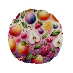 Fruits Apple Strawberry Raspberry Standard 15  Premium Round Cushions by Ravend