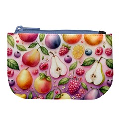 Fruits Apple Strawberry Raspberry Large Coin Purse by Ravend