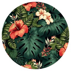 Flowers Monstera Foliage Tropical Round Trivet by Ravend