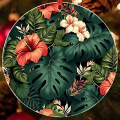 Flowers Monstera Foliage Tropical Uv Print Acrylic Ornament Round by Ravend