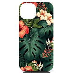 Flowers Monstera Foliage Tropical Iphone 14 Black Uv Print Case by Ravend