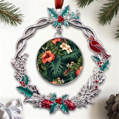 Flowers Monstera Foliage Tropical Metal X mas Wreath Holly Leaf Ornament by Ravend