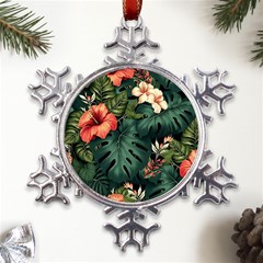 Flowers Monstera Foliage Tropical Metal Large Snowflake Ornament by Ravend