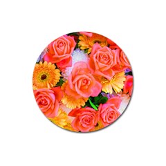 Bouquet Floral Blossom Anniversary Magnet 3  (round) by Ravend