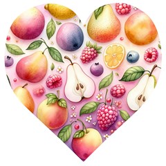 Fruits Apple Strawberry Raspberry Wooden Puzzle Heart by Ravend