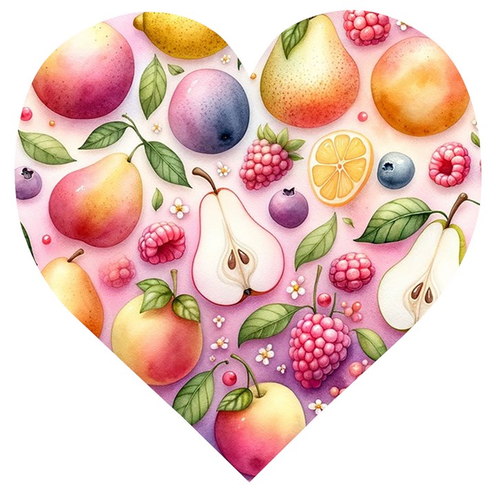 Fruits Apple Strawberry Raspberry Wooden Puzzle Heart