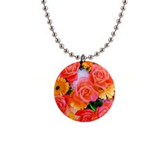 Bouquet Floral Blossom Anniversary 1  Button Necklace by Ravend