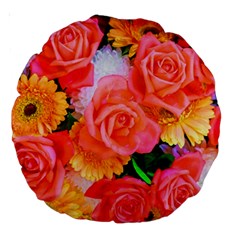 Bouquet Floral Blossom Anniversary Large 18  Premium Round Cushions by Ravend