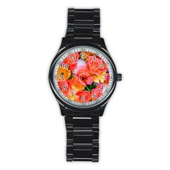 Bouquet Floral Blossom Anniversary Stainless Steel Round Watch by Ravend