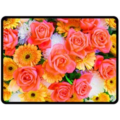 Bouquet Floral Blossom Anniversary Two Sides Fleece Blanket (large) by Ravend