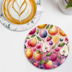 Fruits Apple Strawberry Raspberry Uv Print Round Tile Coaster by Ravend