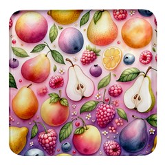 Fruits Apple Strawberry Raspberry Square Glass Fridge Magnet (4 Pack) by Ravend