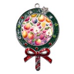 Fruits Apple Strawberry Raspberry Metal X Mas Lollipop with Crystal Ornament Front