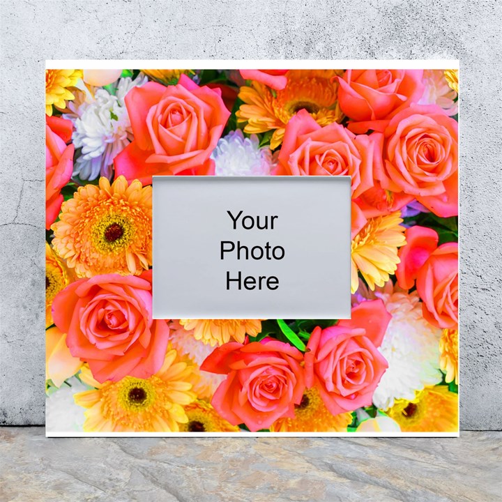 Bouquet Floral Blossom Anniversary White Wall Photo Frame 5  x 7 