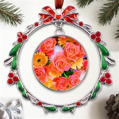 Bouquet Floral Blossom Anniversary Metal X mas Wreath Ribbon Ornament by Ravend