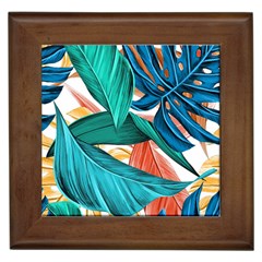 Leaves Tropical Exotic Green Plant Framed Tile by Ravend