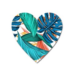 Leaves Tropical Exotic Green Plant Heart Magnet by Ravend