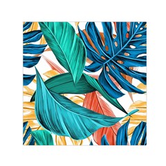 Leaves Tropical Exotic Green Plant Square Satin Scarf (30  X 30 ) by Ravend