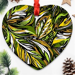 Foliage Pattern Texture Background Ornament (heart)