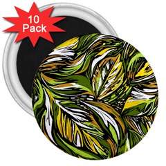 Foliage Pattern Texture Background 3  Magnets (10 Pack)  by Ravend