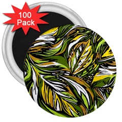 Foliage Pattern Texture Background 3  Magnets (100 Pack) by Ravend