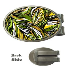 Foliage Pattern Texture Background Money Clips (oval)  by Ravend