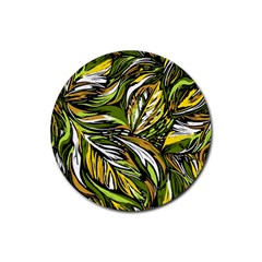 Foliage Pattern Texture Background Rubber Round Coaster (4 Pack) by Ravend