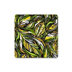 Foliage Pattern Texture Background Square Magnet by Ravend