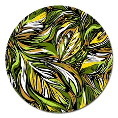 Foliage Pattern Texture Background Magnet 5  (round) by Ravend