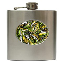 Foliage Pattern Texture Background Hip Flask (6 Oz) by Ravend