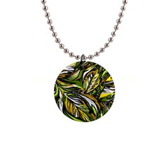 Foliage Pattern Texture Background 1  Button Necklace by Ravend