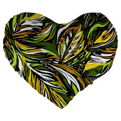 Foliage Pattern Texture Background Large 19  Premium Heart Shape Cushions by Ravend