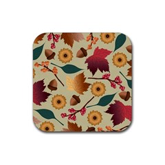 Autumn Leaves Colours Season Rubber Coaster (square) by Ravend