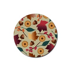 Autumn Leaves Colours Season Rubber Coaster (round) by Ravend