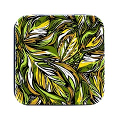 Foliage Pattern Texture Background Square Metal Box (black) by Ravend