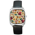 Autumn Leaves Colours Season Square Metal Watch Front