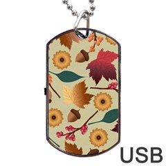 Autumn Leaves Colours Season Dog Tag Usb Flash (one Side) by Ravend