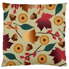 Autumn Leaves Colours Season Large Premium Plush Fleece Cushion Case (one Side) by Ravend