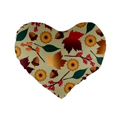 Autumn Leaves Colours Season Standard 16  Premium Flano Heart Shape Cushions by Ravend