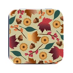 Autumn Leaves Colours Season Square Metal Box (black) by Ravend