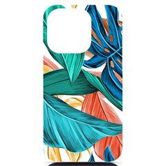 Leaves Tropical Exotic Green Plant Iphone 14 Pro Black Uv Print Case by Ravend