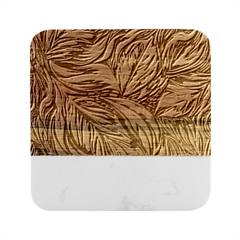 Foliage Pattern Texture Background Marble Wood Coaster (square) by Ravend