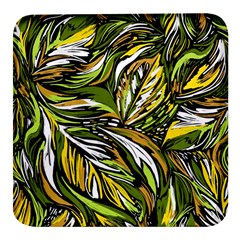 Foliage Pattern Texture Background Square Glass Fridge Magnet (4 Pack) by Ravend