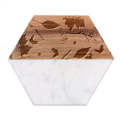 Autumn Leaves Colours Season Marble Wood Coaster (hexagon)  by Ravend