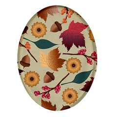 Autumn Leaves Colours Season Oval Glass Fridge Magnet (4 Pack) by Ravend