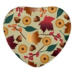 Autumn Leaves Colours Season Heart Glass Fridge Magnet (4 pack) Front