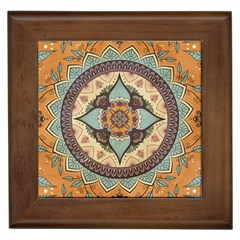 Mandala Floral Decorative Flower Art Framed Tile by Ravend