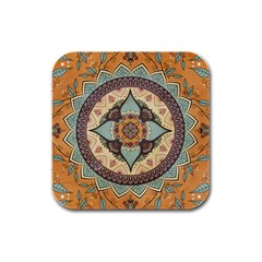 Mandala Floral Decorative Flower Art Rubber Square Coaster (4 Pack) by Ravend