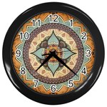 Mandala Floral Decorative Flower Art Wall Clock (Black) Front